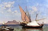 Edward William Cooke Famous Paintings - Vesuvius, Catalan and Paranzella